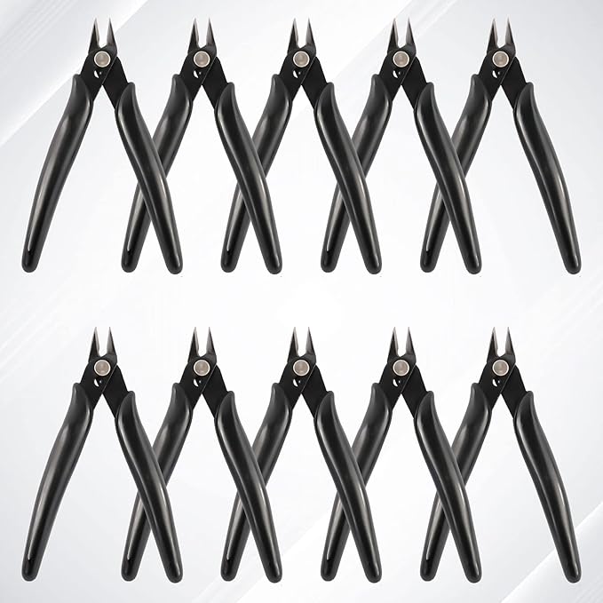 YaeCCC 10 Pack Wire Cutters Black Diagonal Cutting Pliers for Electronic, Model, Jewelry Making, 170 Flush Cutter 5 inch