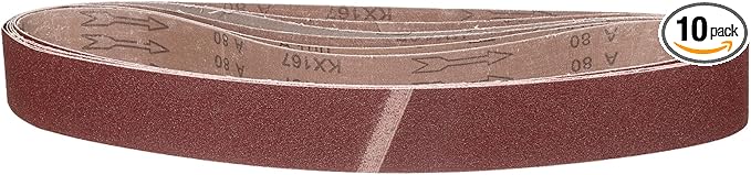 2 x 42 Inch Sanding Belt, 10 Pcs 80 Grit Knife Sharpener Belts Work Sharpening for Belt Sander Knife Carving Tool Metal Working