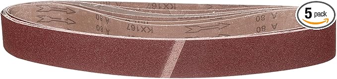 2 x 48 Inch Sanding Belt, 5 Pcs 80 Grit Knife Sharpener Belts Work Sharpening for Belt Sander Knife Carving Tool Metal Working