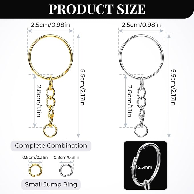 Teenitor 120 Pcs Key Chain Rings, Split Key Ring - Image 2