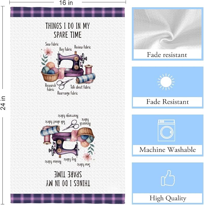 Quilters Gifts Kitchen Towels, Sewing Quilting Lovers Gifts Kitchen Towels - Image 2