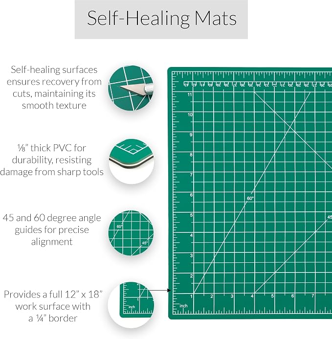 Breman Precision 12x18 Inch Self Healing Cutting Mat – 2-Sided 5-Ply PVC - Image 2