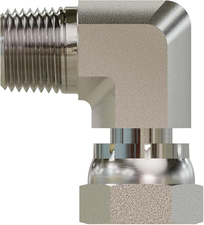 3/8" Male to 1/2" Female Pipe Swivel Elbow 90° Hydraulic Adapter