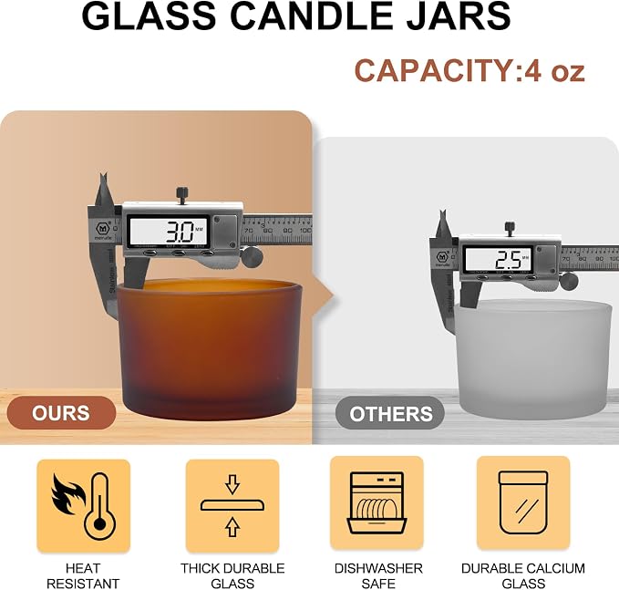 SHOWIN Thick Candle Jars for Making Candles 16 Pcs, 4 OZ Empty Jars - Image 2