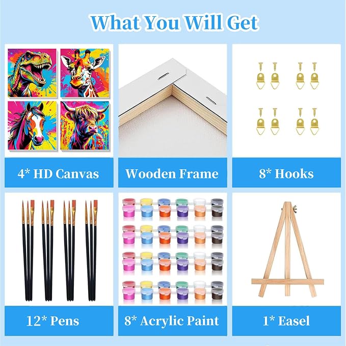 4 Pack Paint by Numbers Kit for Kids - Image 6