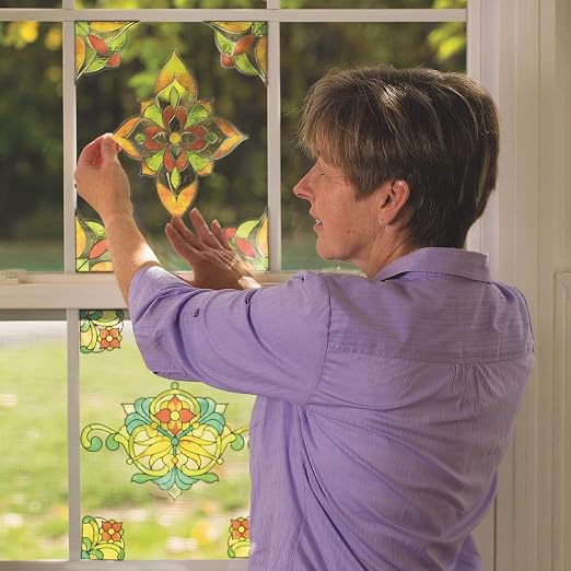 S&S Worldwide Repositionable and Reuseable Stained Glass Window Clings- Add - Image 2