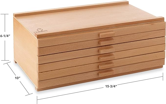 7 Elements 6 Drawer Wooden Artist Storage Supply Box - Image 3