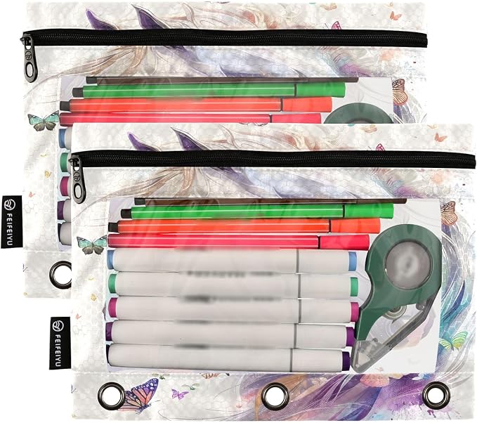 White Horse Butterflies Pencil Pouch - Image 2