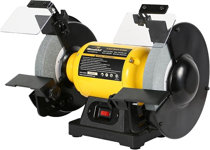 4.8A 3/4HP 8-Inch Bench Grinder, 3600rpm Table Grinder with Two Protective Eye Masks and Two Grinding Wheels Multipurpose Grinders for Metal, Knife, Dental, Amber, Jewelry, Jade