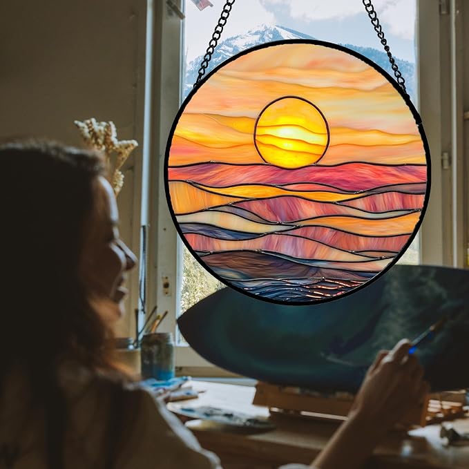 Stained Glass Window Hanging, and Mom 7.8 in - Image 2