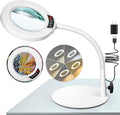 10X Magnifying Glass with Light and Stand, 5 Color Modes Stepless Dimmable LED by KRSTLV