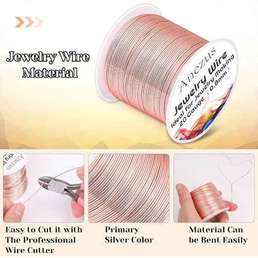 anezus 20 Gauge Jewelry Wire, 28 Yards Craft Wire Tarnish Resistant Copper - Image 3