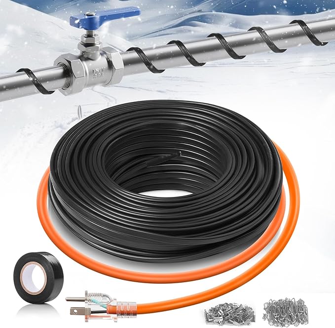 Pipe Heating Cable 3FT (3FT-200FT) for Metal & Plastic Water Pipes - Freeze Protection up to -40°F, 5W/FT 120V Heat Tape to Keep Water Flowing