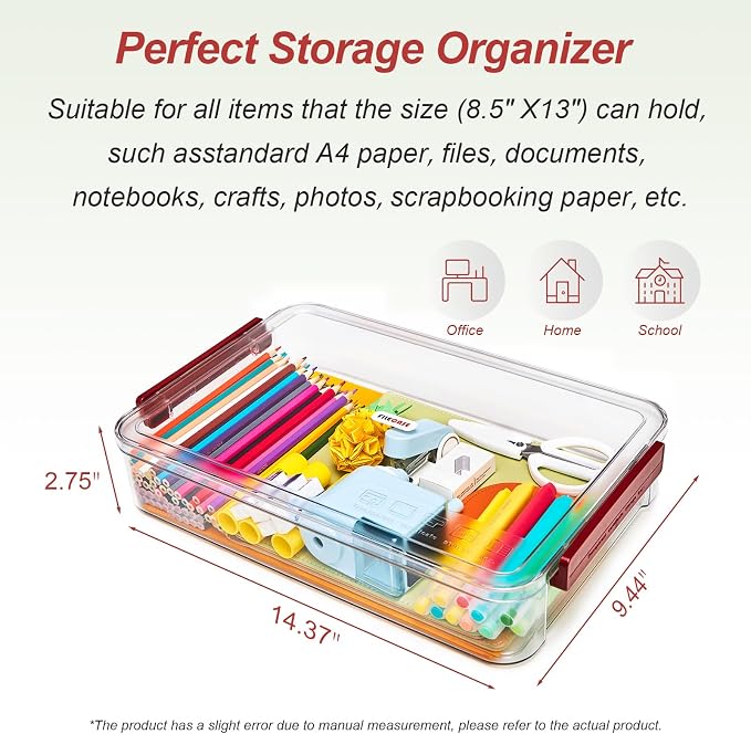 CATOOMUU 2-Pack 9x13 Clear Plastic Project Case Stackable Storage Box | 5.5Qt - Image 3