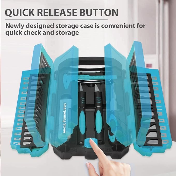 MANUFORE 34pcs Large Exacto Knife Set Craft Precision Knife Set Blue | Comfort - Image 3