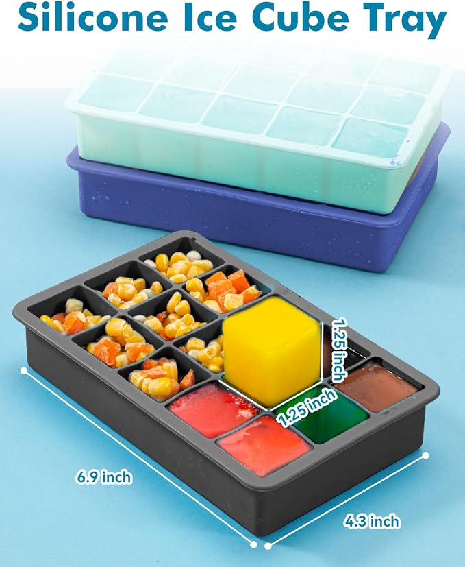 2 Pack Silicone Ice Cube Trays for Cocktail, Easy Release Square Ice Cubes Mold - Image 5