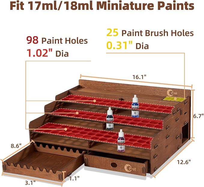 OPHIR Paint Storage, Wooden Paint Organizer - Image 3