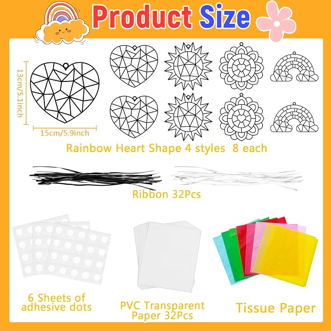 Lonfliness 32 Sets Summer Crafts Suncatchers Kit - Image 2