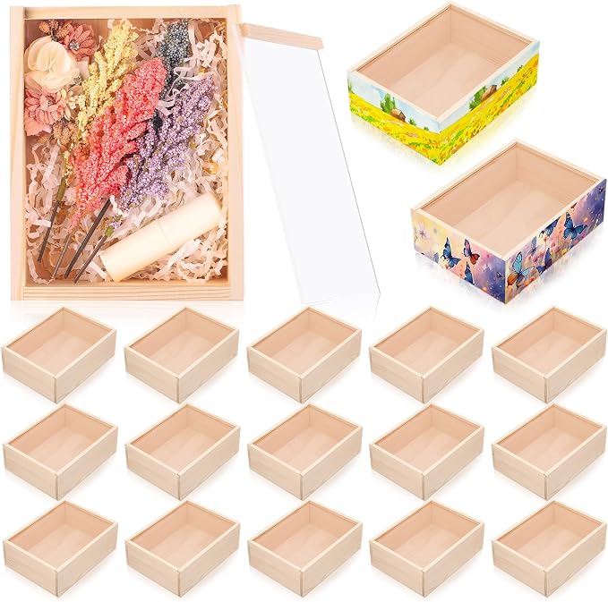 Thyle 18 Pcs Unfinished Wood Display Boxes by Thyle
