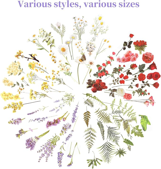 543PCS，70 Sheets Natural Flower Stickers - Image 5