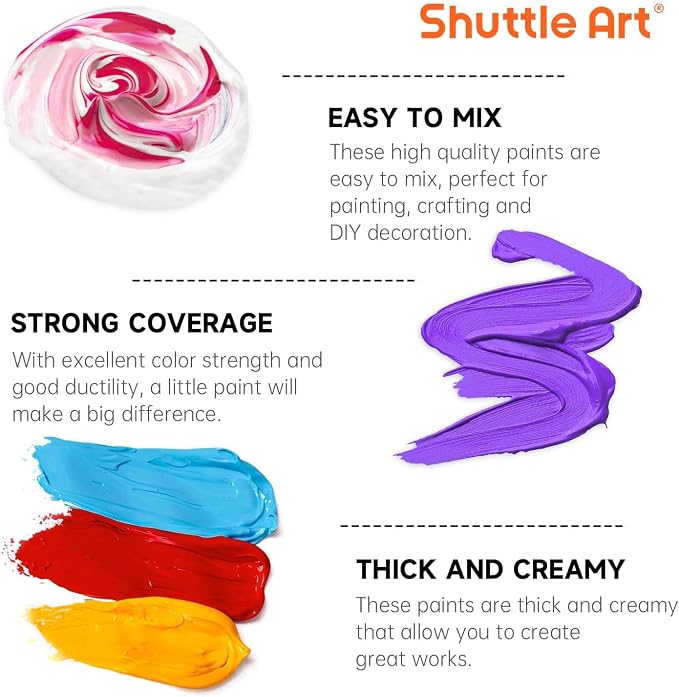 Shuttle Art Acrylic Paint, 24 Colors Acrylic Paint Bottle Set, 250ml/8.45oz Each - Image 5