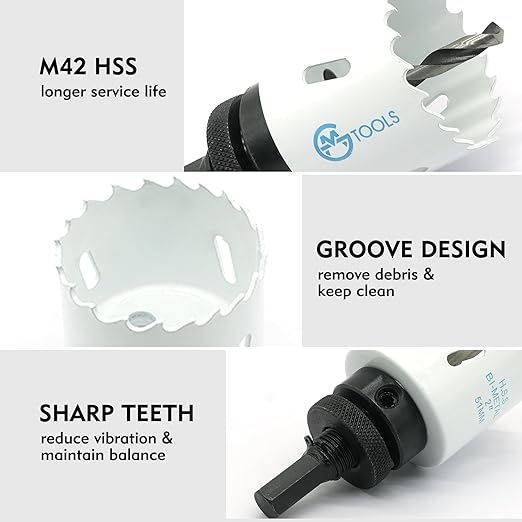 Hole Saw Kit Bi Metal, with 3/4" to 2-1/2" 22 PCS Saw Blades in Case, Hole Saw Set for Metal, Wood and Plastic, with Clean and Smooth Cutting Edge, Fast Chip Removal