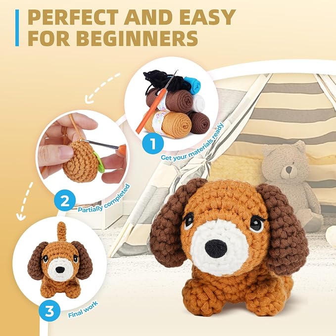 MOREJMTT Crochet Kit for Beginners, Learn to Crochet, Include Easy Knitting - Image 8