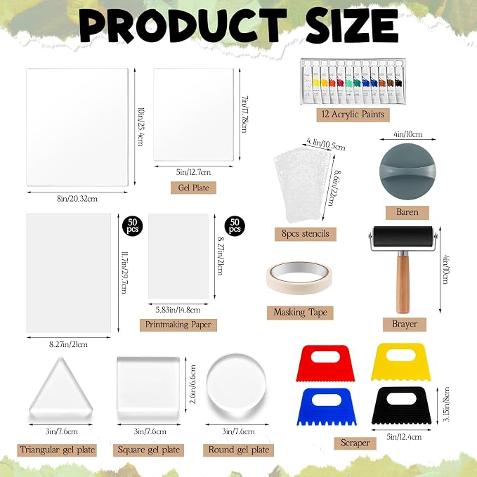Faccito Gel Printing Plate Kit 8x10 & 5x7 Complete Beginner Gelli Plate Starter - Image 2