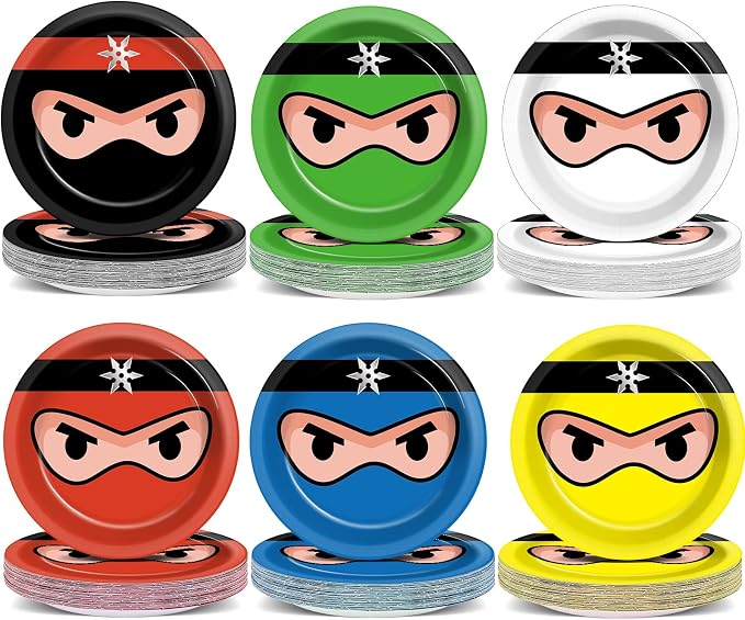 Naozinebi 72PCS Ninja Birthday Plates Karate Party Supplies Ninja Warrior by Naozinebi