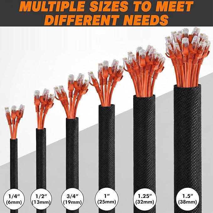 Split Braided Sleeve Cable Management Wire Loom Cord Covers - Image 5