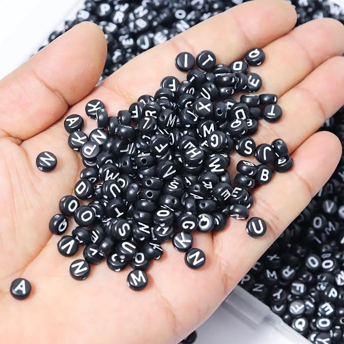 YMSDZHL Alphabet Beads A-Z 1300Pcs Letter Beads, Acrylic 4x7mm Round Letter - Image 6