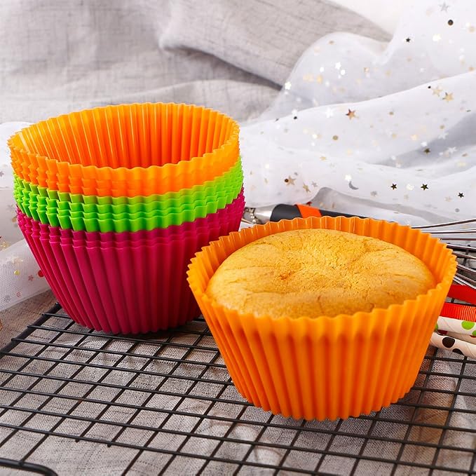 Webake Silicone Baking Cups, 4.3 nch Jumbo Nonstick Cupcake Liners 12-Pack | - Image 2