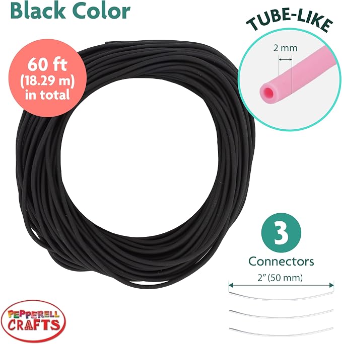 Pepperell Pony Bead Lacing – Hollow Lacing Tube Cord, 3 Connectors Included - Image 2