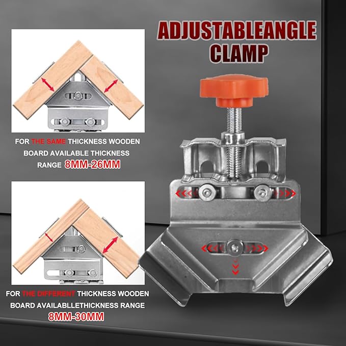 CNQLIS Multipurpose Stainless Steel 90 Degree Corner Clamp, Adjustable Corner Clamps for Woodworking 90 Degree Clamp, 2PCS Open Type and 2PCS Closed Type Right Angle Clamp Fixing Tool for Wood, Metal