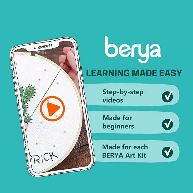 BERYA Cactus Embroidery Kit Including Video Step by Step Instructions - Image 5