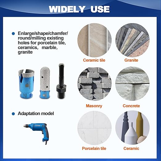Tile Hole Saw Kit - BRSCHNITT Diamond Core Drill Bit Set 35mm Drill Bit &4/5" Diamond Finger Bit for Porcelain Tile Ceramic Marble Granite & Adapter