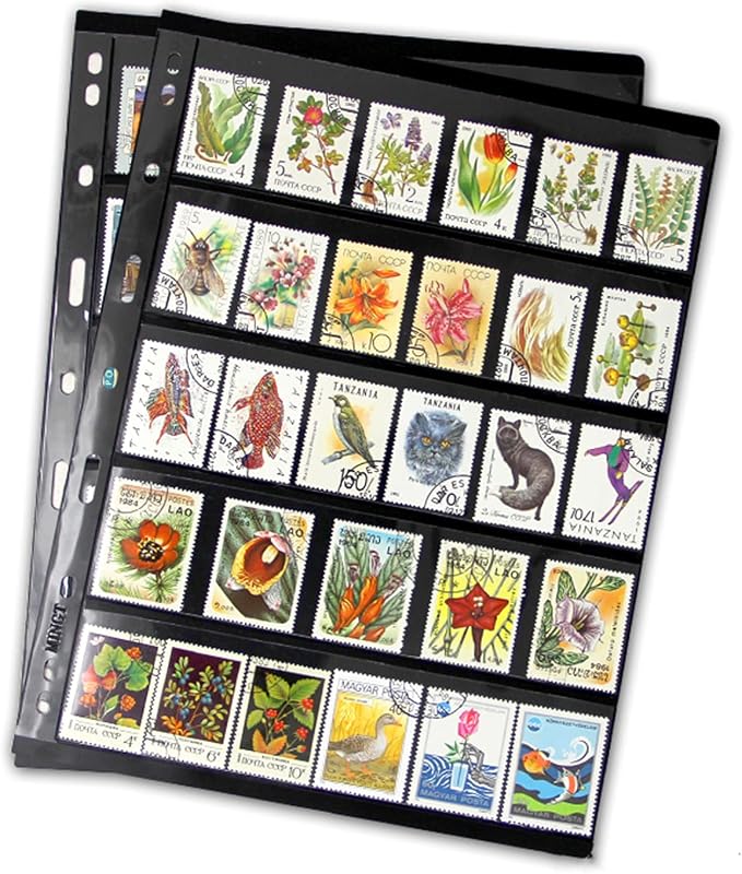 MUDOR 20 Sheets Stamp Pages for Collection Album Binder Book, 5 Pocket | 200 - Image 2