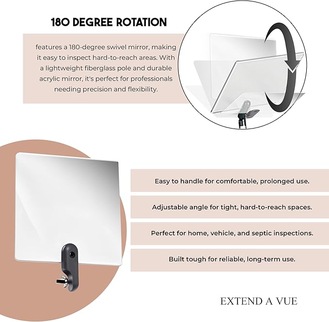 Inspection Mirror Replacement Works with Extend A Vue Extension Poles, 3.5 inch x 6 inch