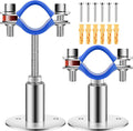 2 Pack Stainless Steel Wall Mount Pipe Support Adjustable - Height Pipe Bracket Pipe Clamp Support Metal Water Pipe Holder Bracket for 3/4 inch Diameter (25-27mm) with Screws