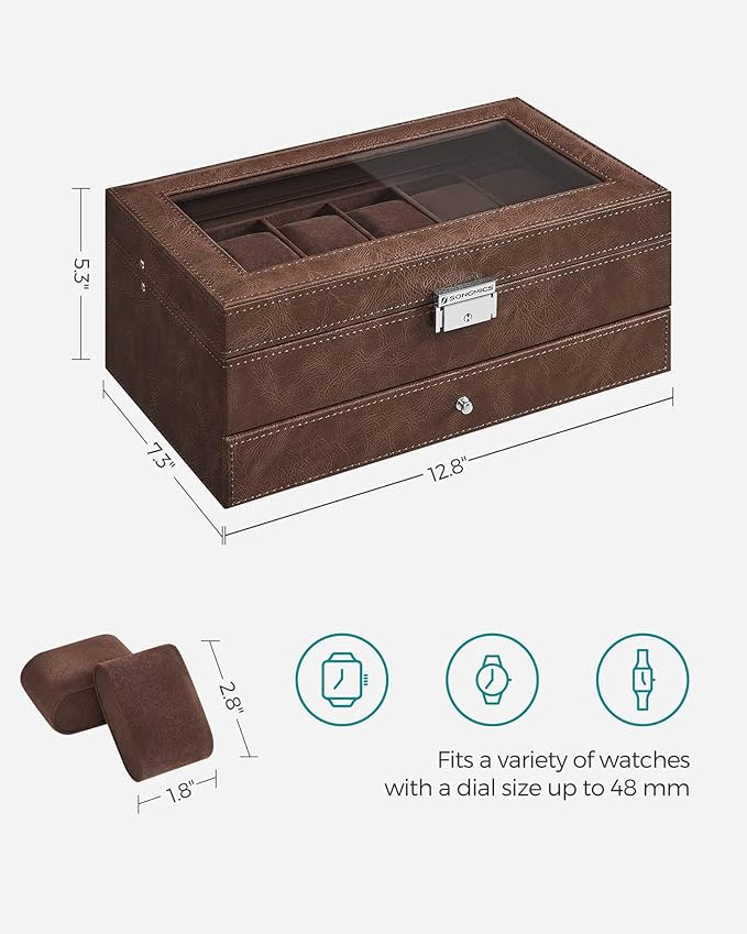 SONGMICS Watch Box, 12-Slot Watch Case Organizer - Image 8