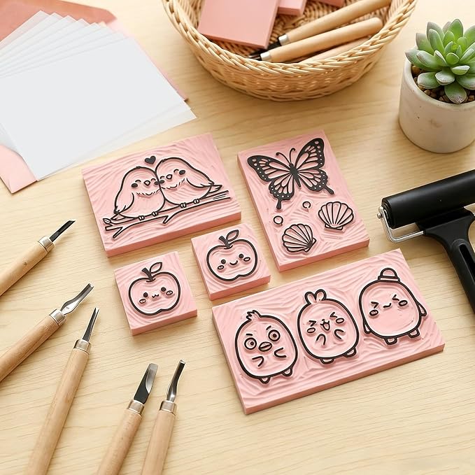 LINSIRON Linocut Kit for Printmaking, Linocut Tools Block Printing Stamp Making - Image 6