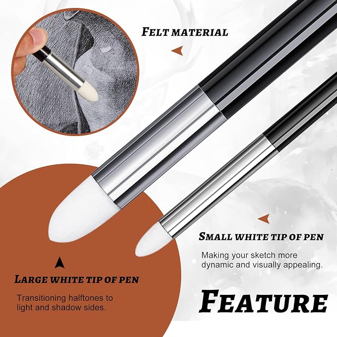 Kosiz 12 Pcs Blending Sponge Pen Double Headed Rub and Buff Washable Sketch - Image 5