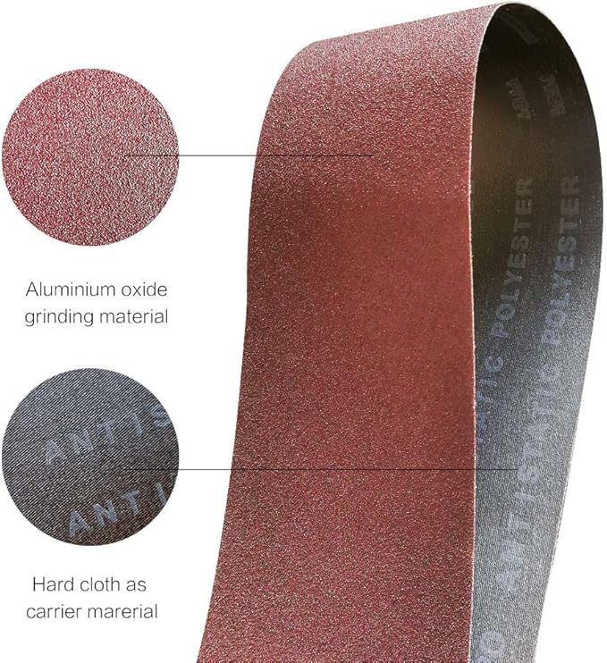 3x21 3 x 21 Inch Sanding Belt Pack 3-Inch x 21-Inch,12 Pcs(4 Each of 80 120 150 Grits) Aluminum Oxide for Sander