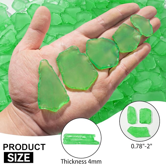 Keedolla Tumbled Sea Glass for Crafts - 15 OZ Green Frosted Seaglass Pieces for - Image 3