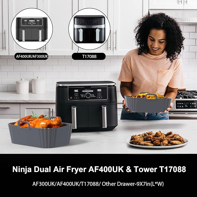 Silicone Air Fryer Liners 2 Pack, Reusable Compatible - Image 3