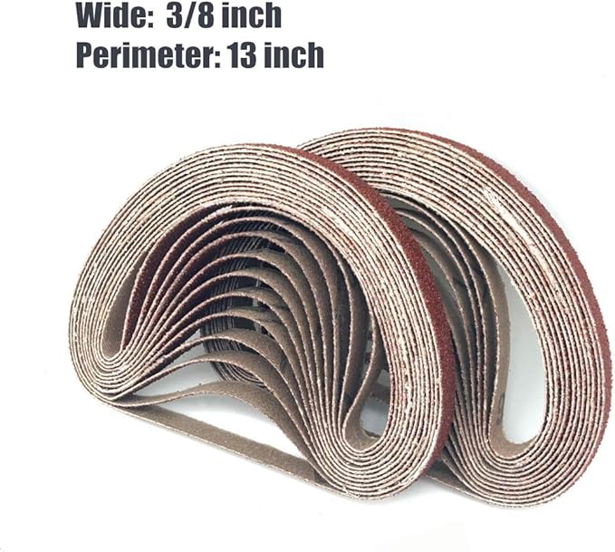 3/8 x 13 Sanding Belt, 40 Grit Aluminum Oxide Sanding Belts, Belt Sander Paper for 3/8x13 Inch Mini Belt Sander, 24 Pack(3/8x13 Inch, 40 Grit)