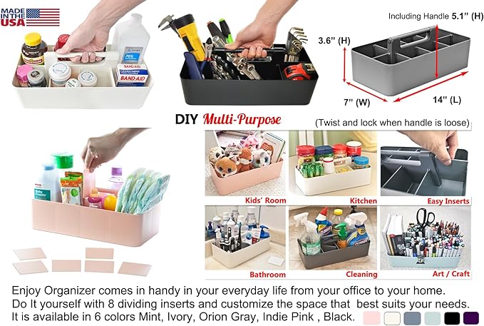 -Large Carry Caddy Bin Basket Portable Office Desk Storage DIY- MADE IN USA - Image 8