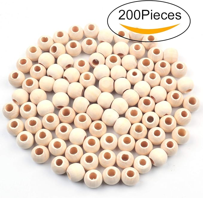Jdesun 200 Pieces Wooden Beads, Natural Round Wood Loose Beads Wood Spacer 10mm - Image 5