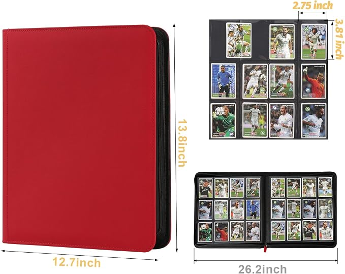 12 Pocket Ringless Side Loading Trading Card Binder, 720 Cards PU Fixed Page - Image 2