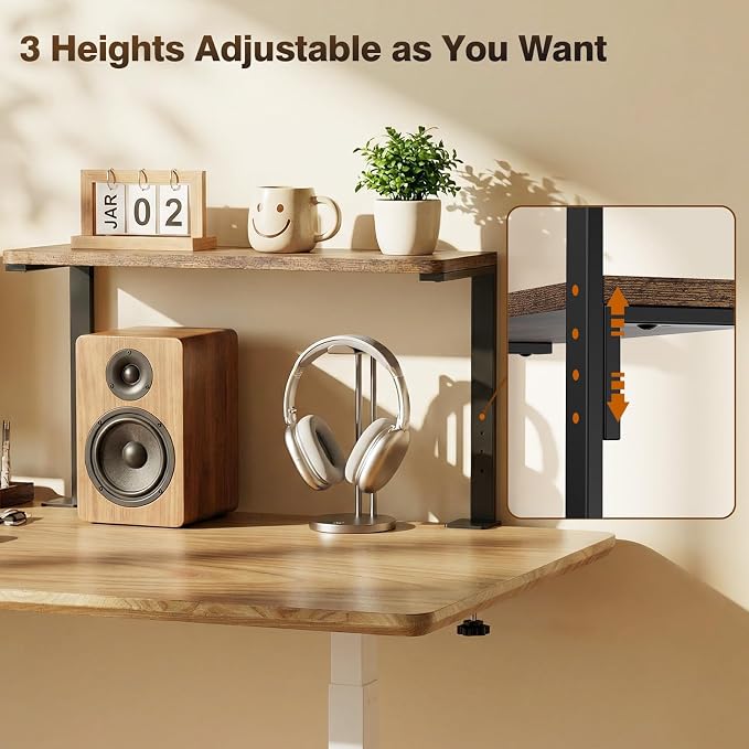 2-Tier Desk Extender, 22-inch Clamp-On Desk Shelf, Height-Adjustable Desktop - Image 6